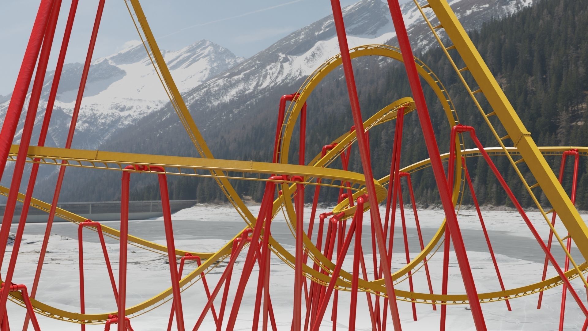 Rollercoaster Low-poly 3D model_14