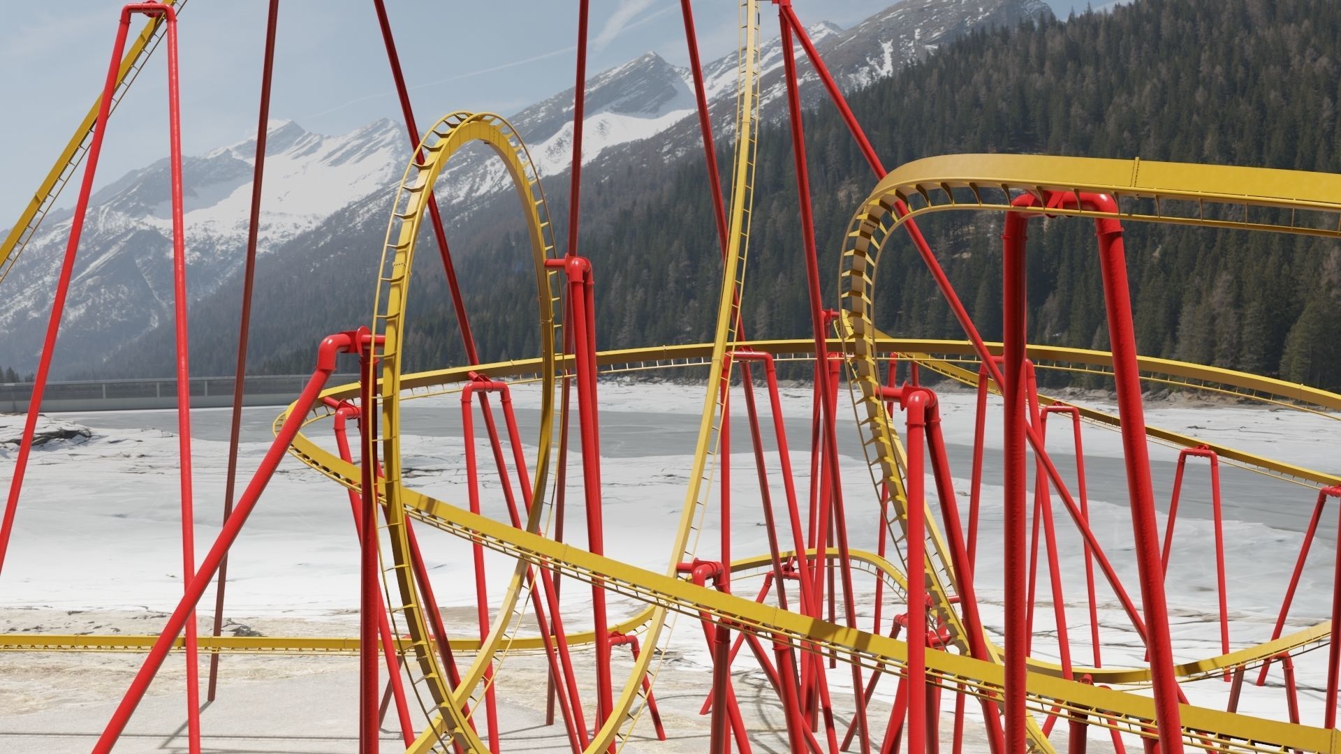 Rollercoaster Low-poly 3D model_11