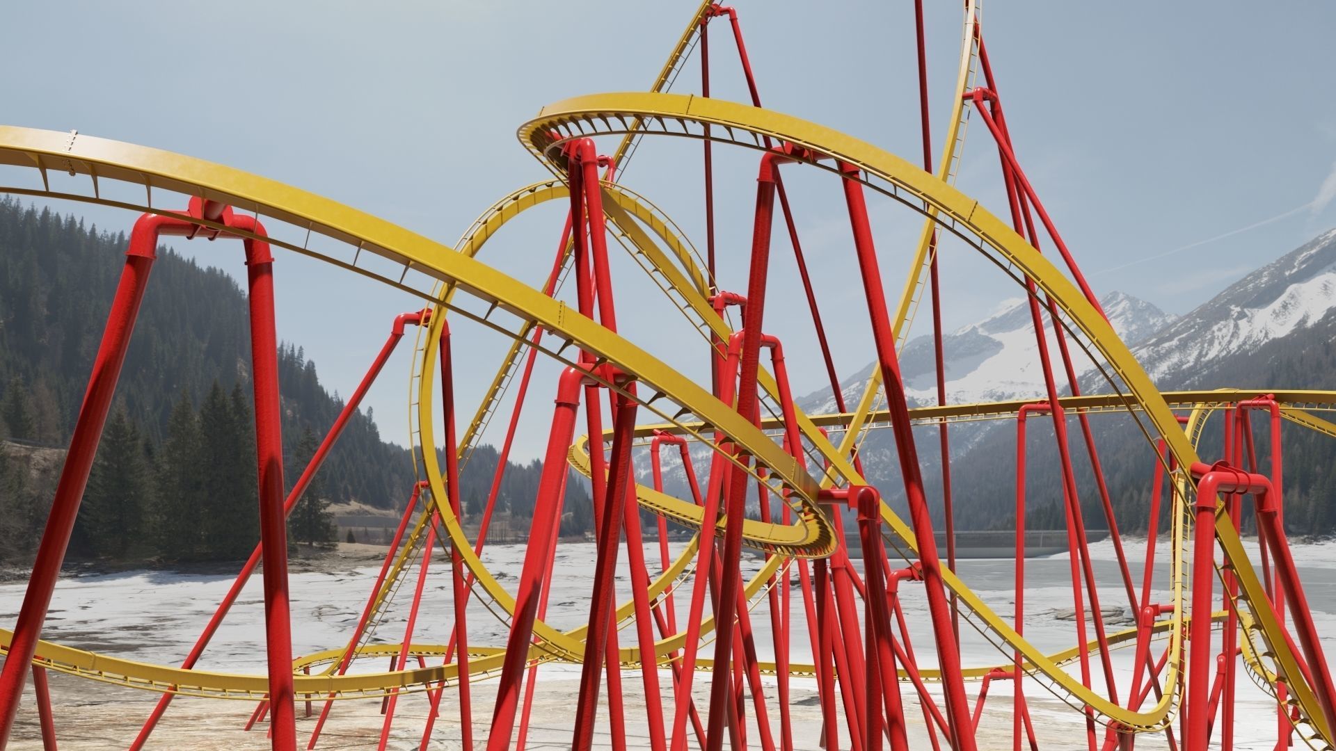 Rollercoaster Low-poly 3D model_19