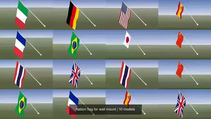 Nation flag for wall mount 3D Model Collection