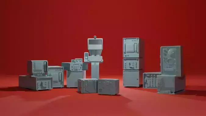 Radio Monitor Servers Tech Sci-Fi scatter terrain greebles 3D print model