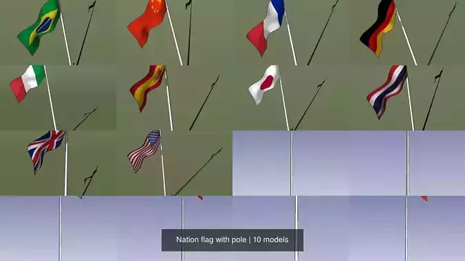 Nation flag with pole