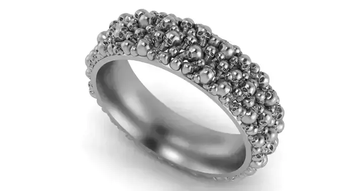 Skulls Band Ring 6 mm Wide