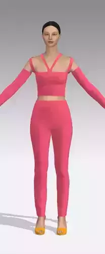 Two pieces pink color blouse pant 