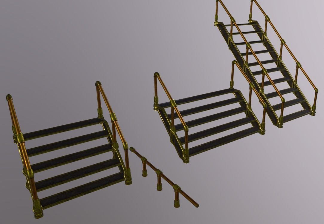 Stairs Pack Low-poly 3D model_9