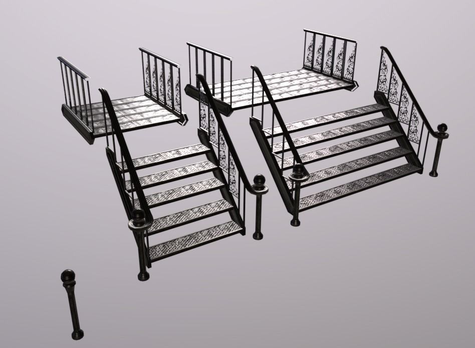 Stairs Pack Low-poly 3D model_10