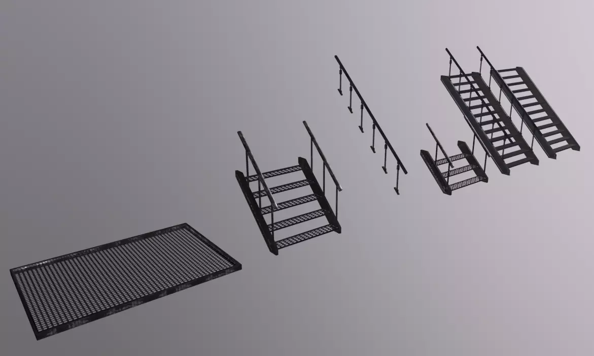 Stairs Pack Low-poly 3D model_0