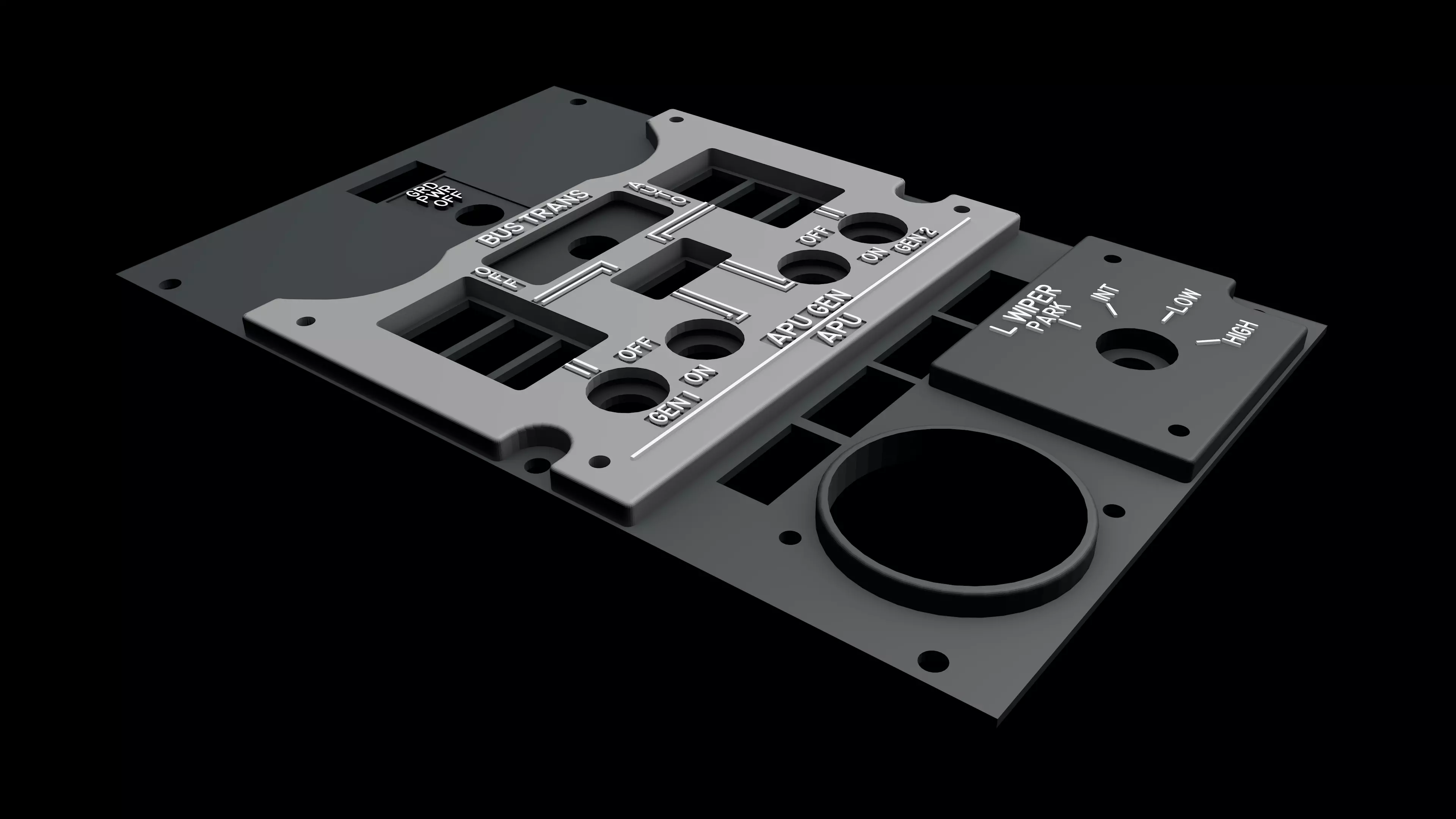 BOEING 737 OVERHEAD - BUS XFR and APU PANEL 3D print model