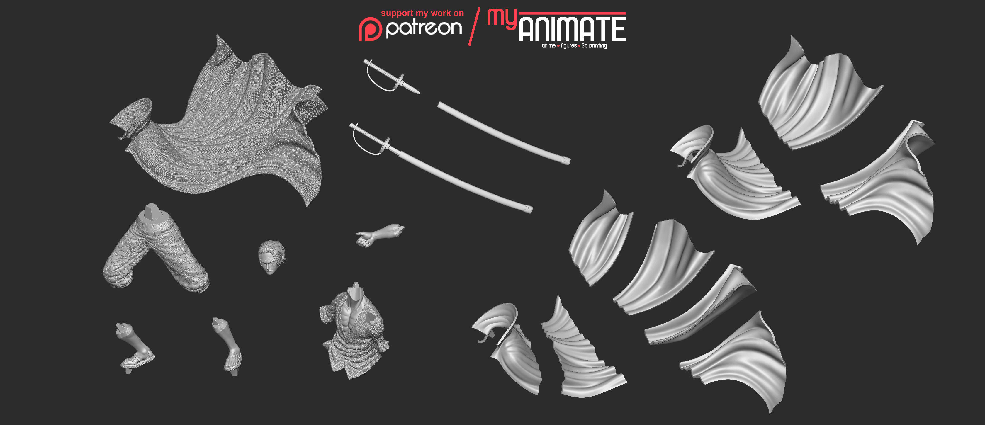 Shanks from One Piece - myAnimate 3D print model_10