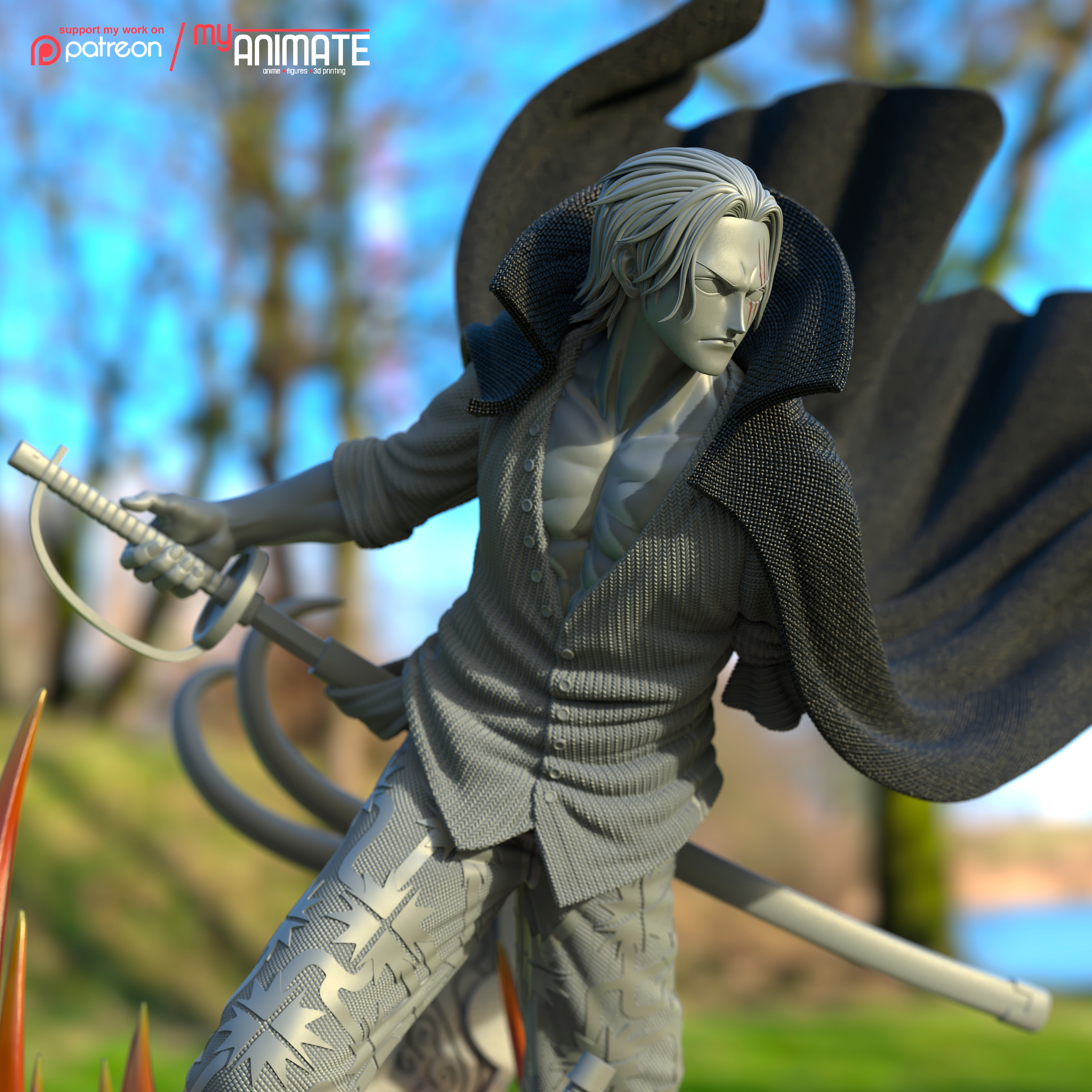 Shanks from One Piece - myAnimate 3D print model_2