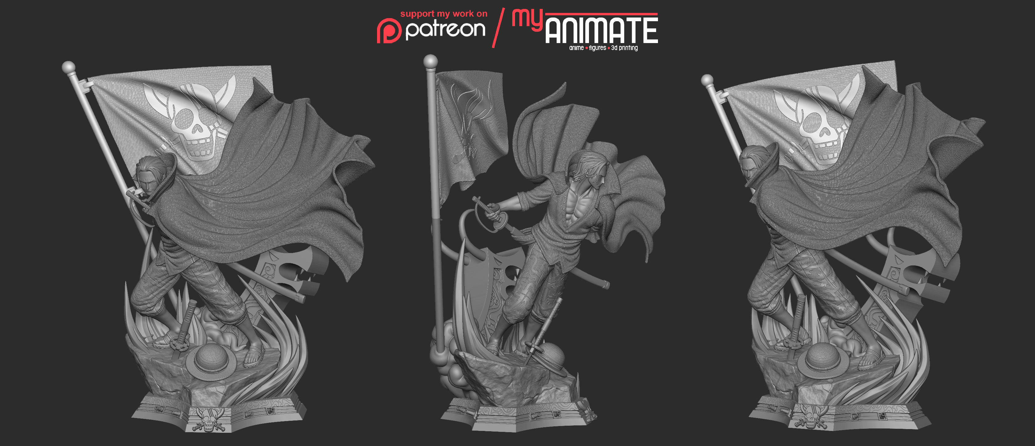 Shanks from One Piece - myAnimate 3D print model_11