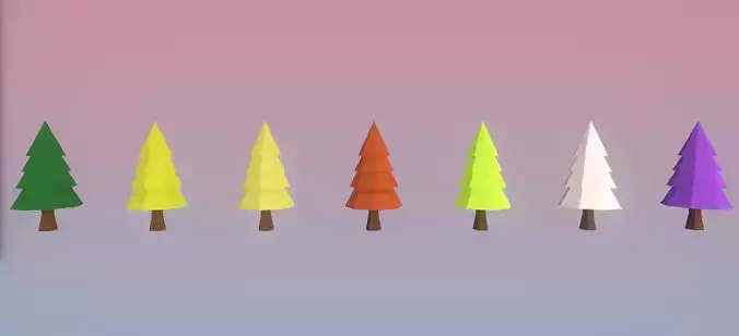 Colored Pine Tree Pack - Low Poly