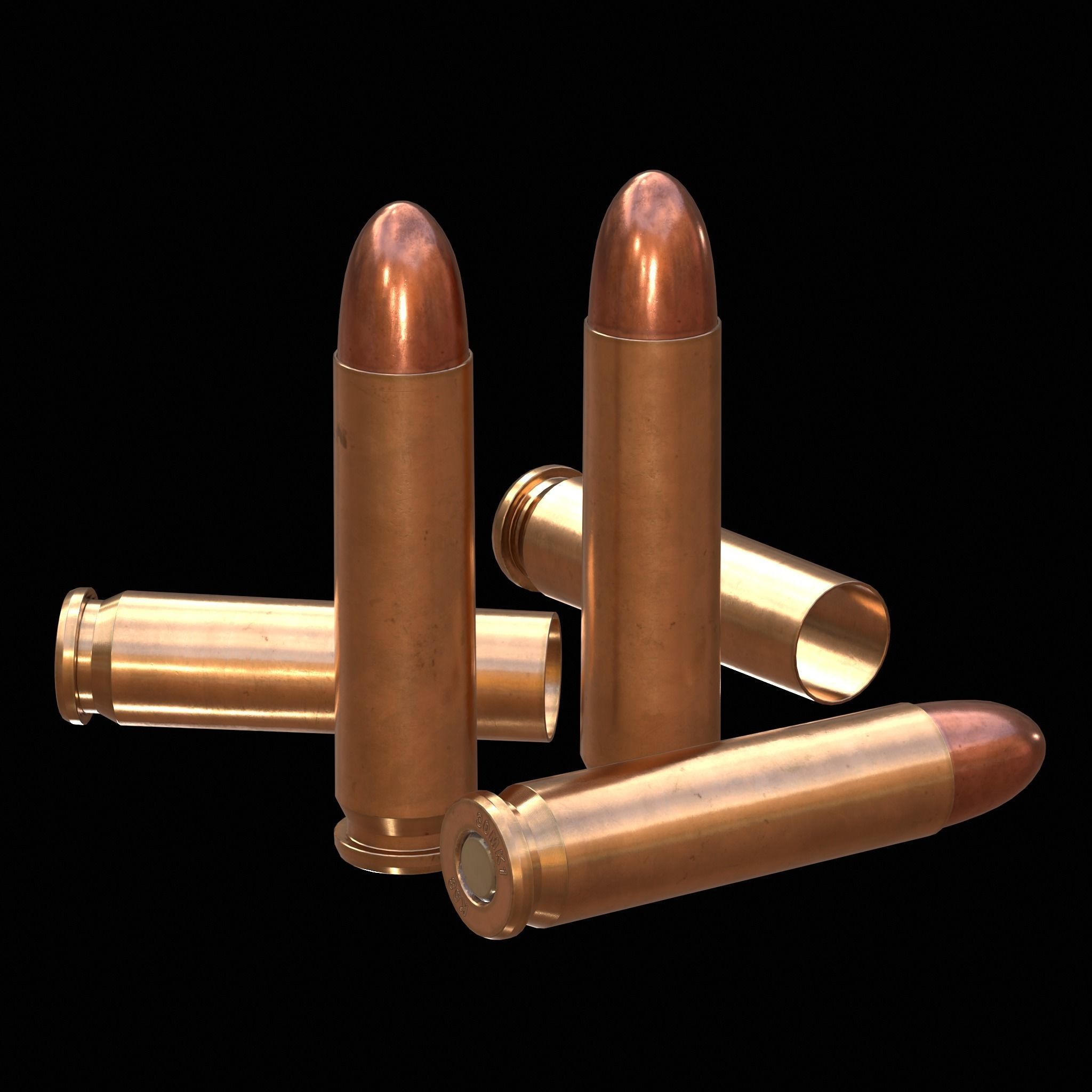30 Carbine Cartridge Low-poly 3D model_2