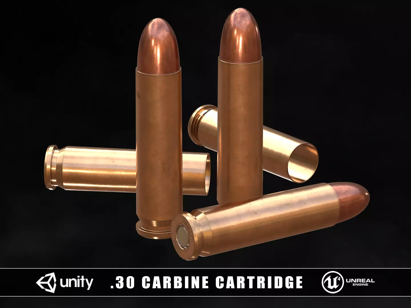 30 Carbine Cartridge Low-poly 3D model_0