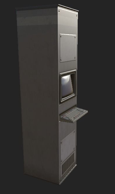 Computer terminal Kit Low-poly 3D model_7