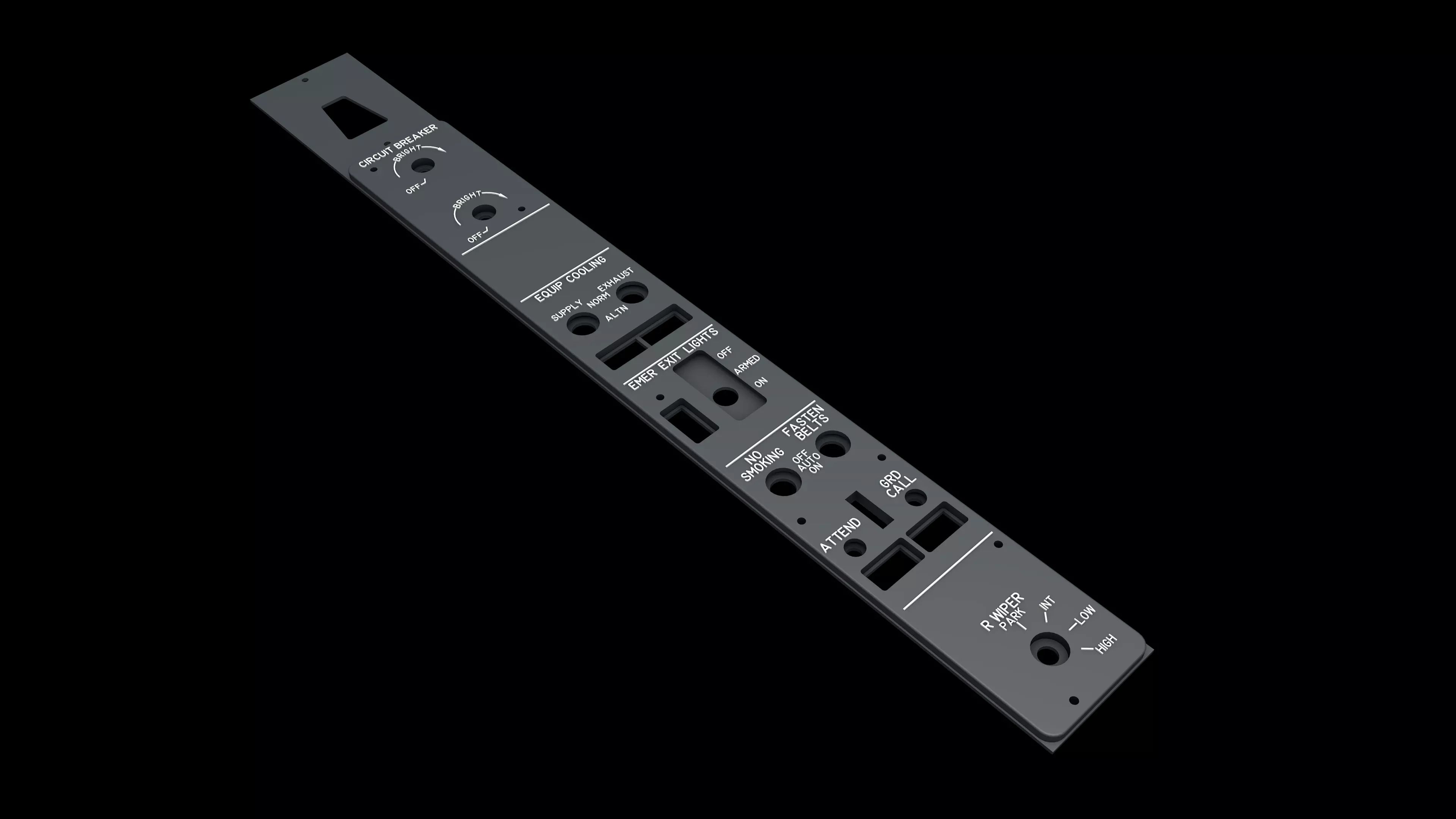 BOEING 737 OVERHEAD - CENTRAL PANEL 3D print model_0