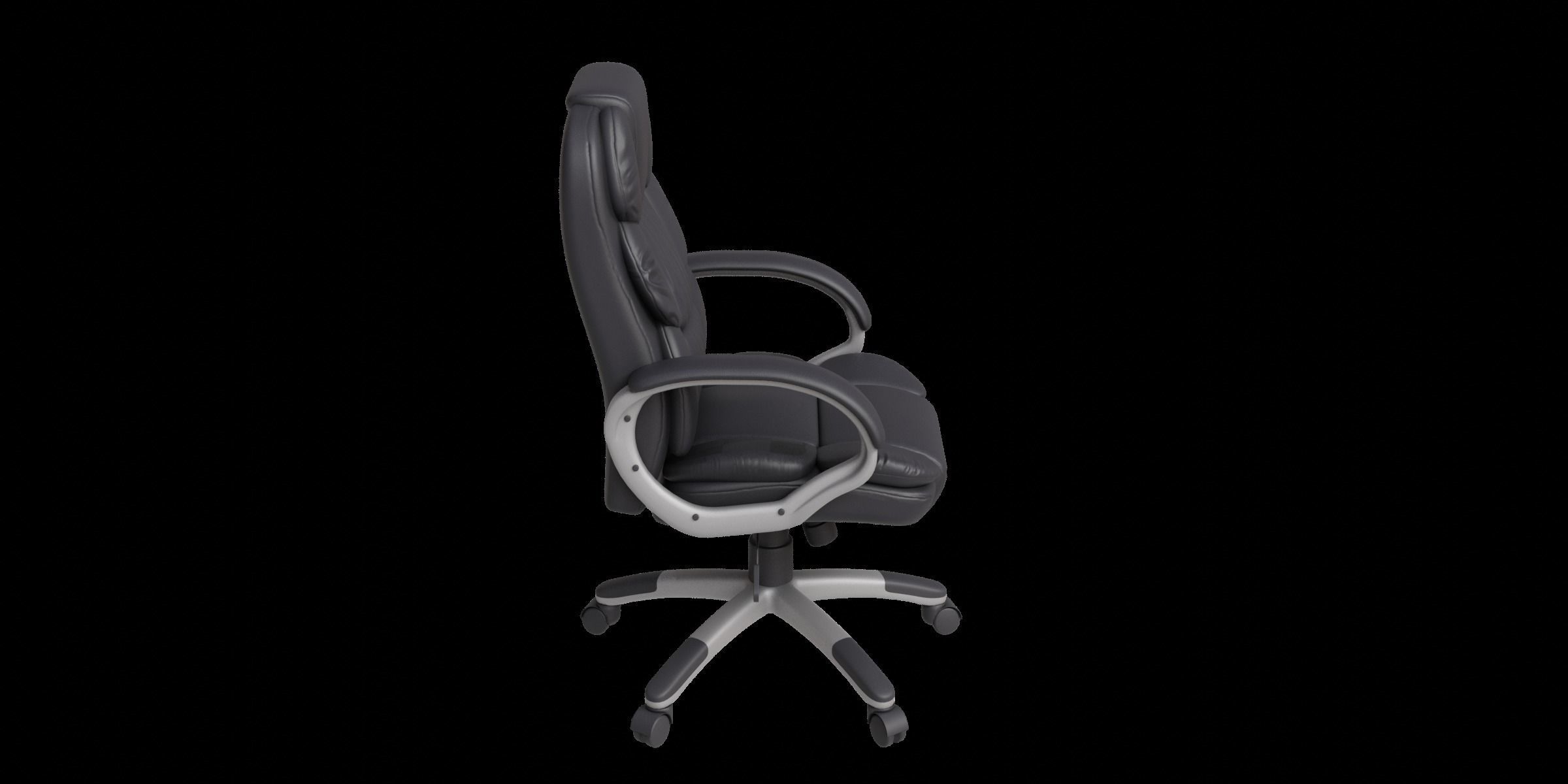 High Back Black Chair With Silver Arms And Legs 3D model_9