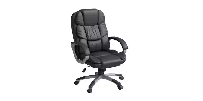 High Back Black Chair With Silver Arms And Legs 3D model