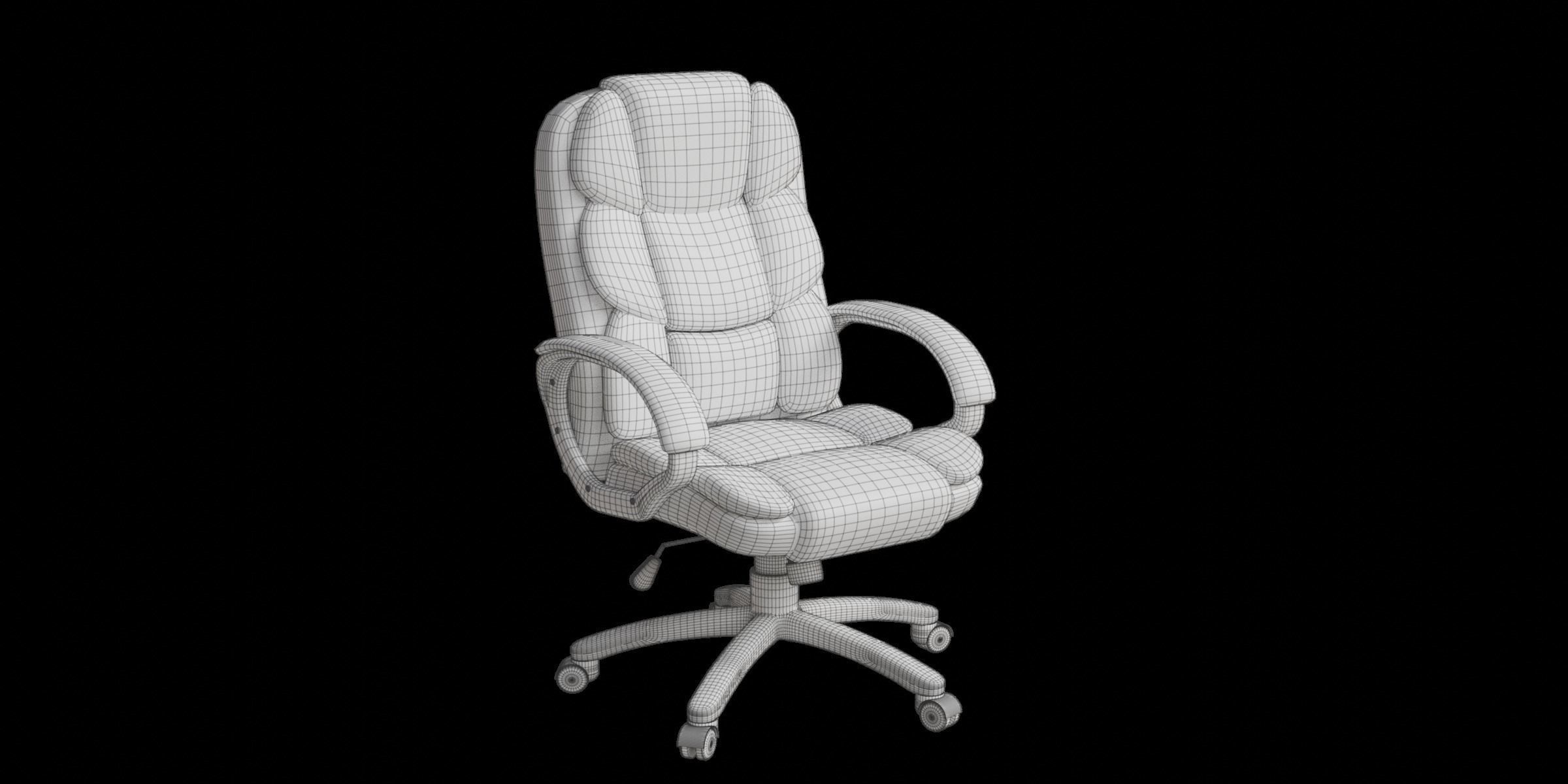 High Back Black Chair With Silver Arms And Legs 3D model_2