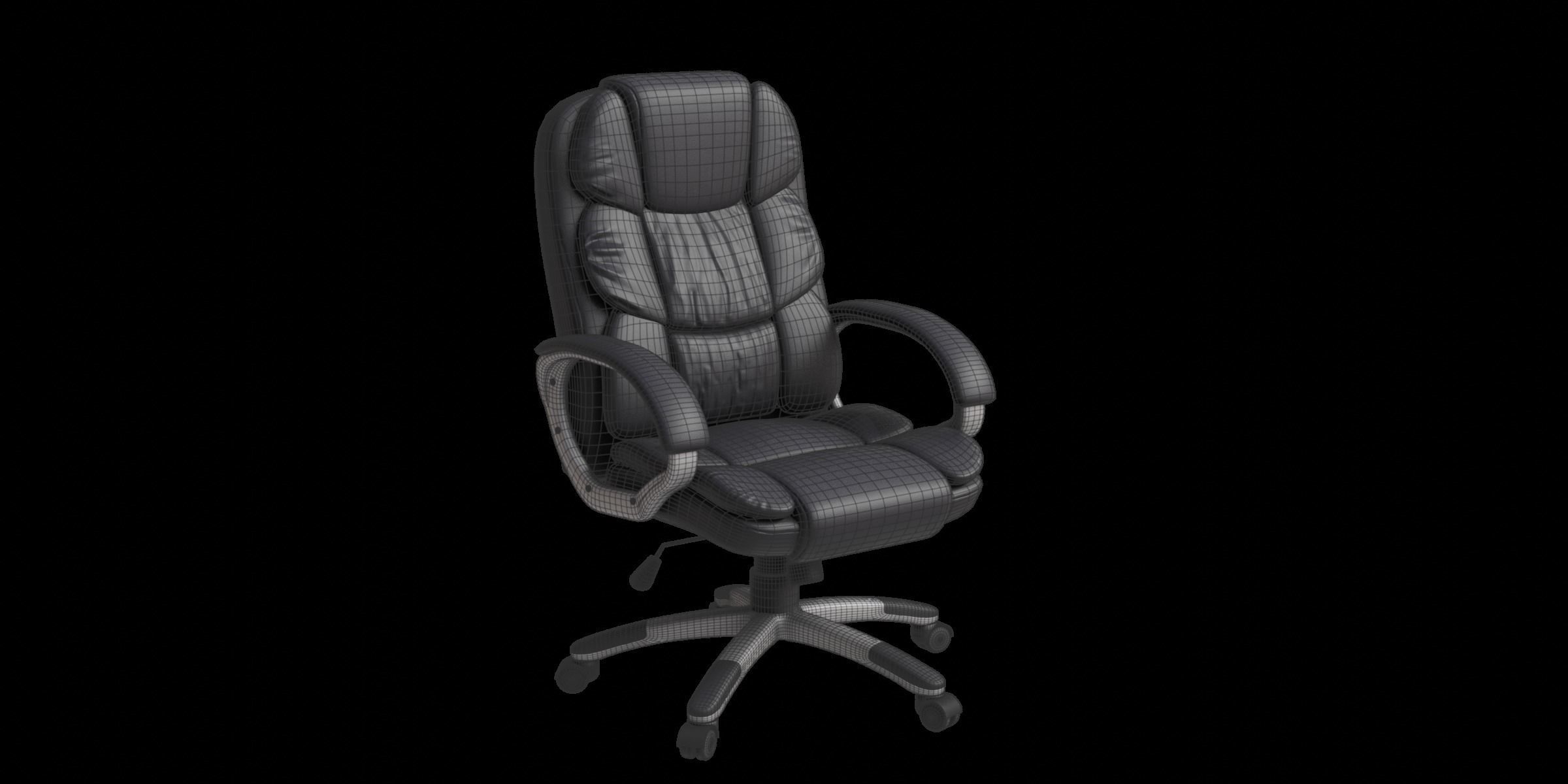 High Back Black Chair With Silver Arms And Legs 3D model_3