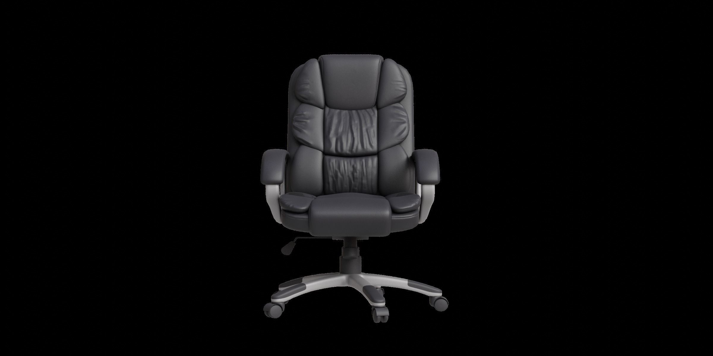High Back Black Chair With Silver Arms And Legs 3D model_4