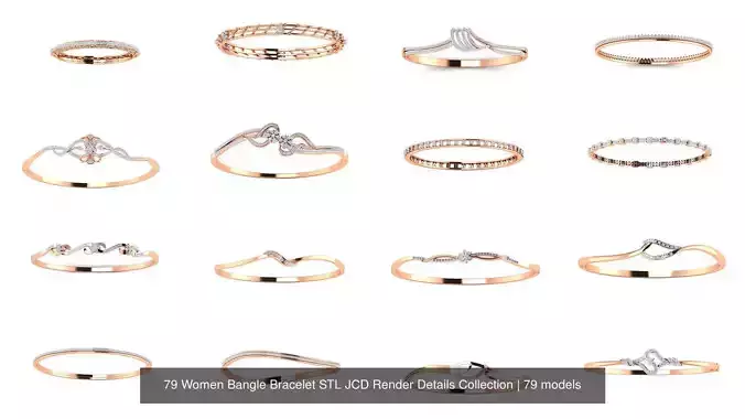 79 Women Bangle Bracelet STL JCD Render Details Collection 