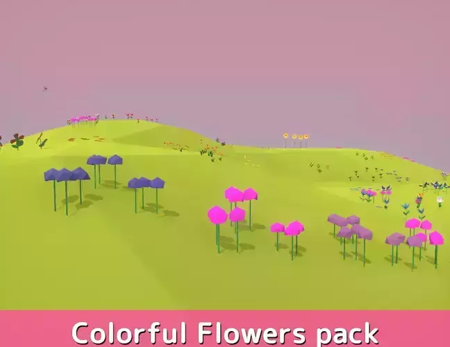 Colorful Flowers Pack - Low Poly Low-poly 3D model