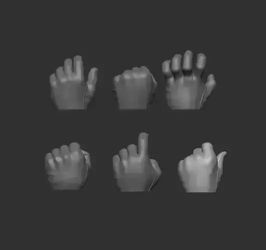 Gloved Hands Set of 6 - Hands for Action Figures