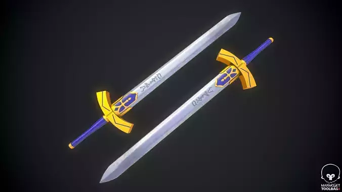 Artoria Pendragon Excalibur Low Poly Free low-poly 3D model