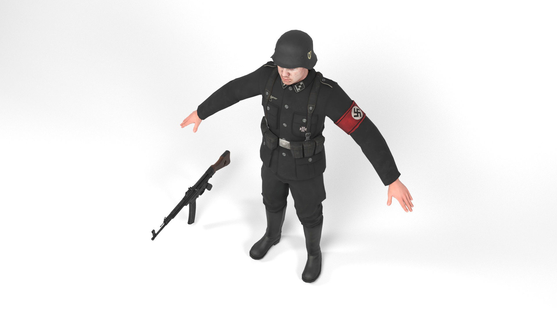 German SS Soldier 3 Low-poly 3D model_5
