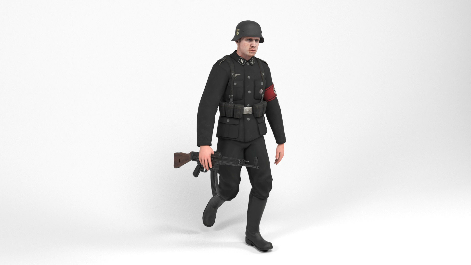 German SS Soldier 3 Low-poly 3D model_10