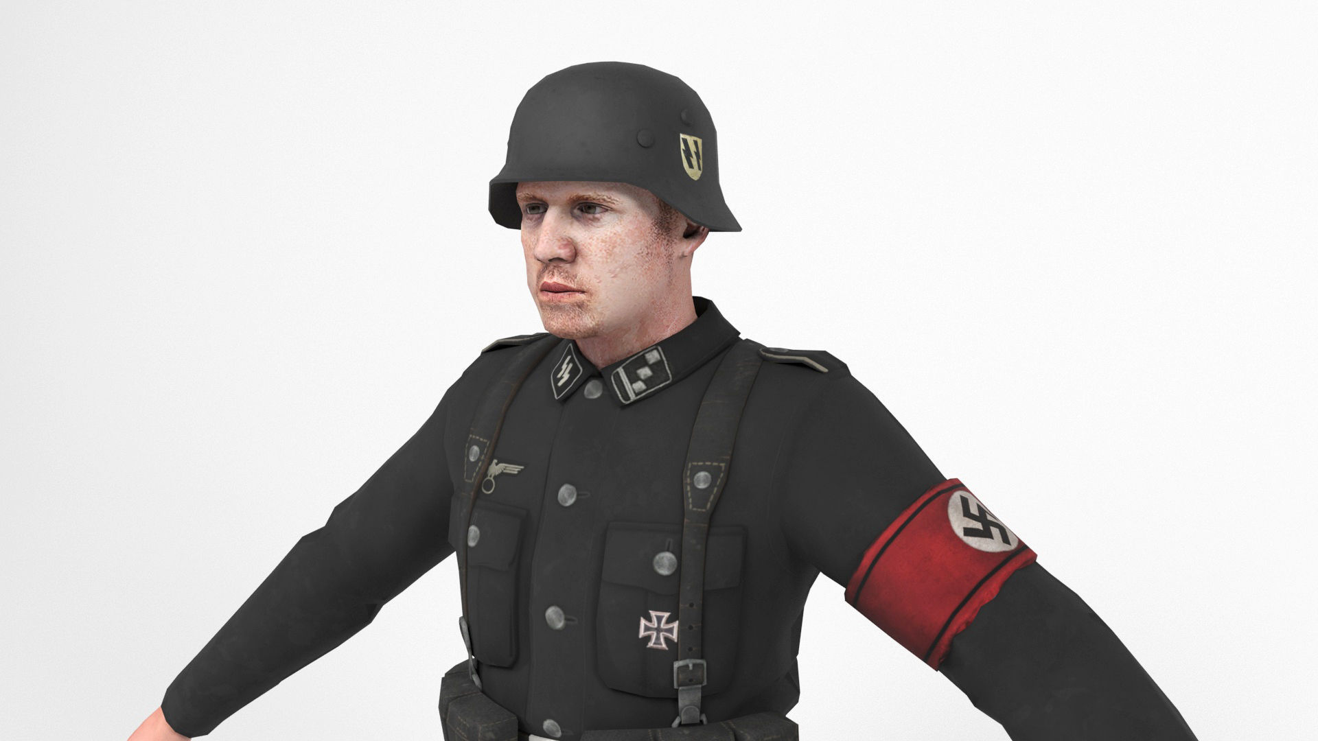 German SS Soldier 3 Low-poly 3D model_6