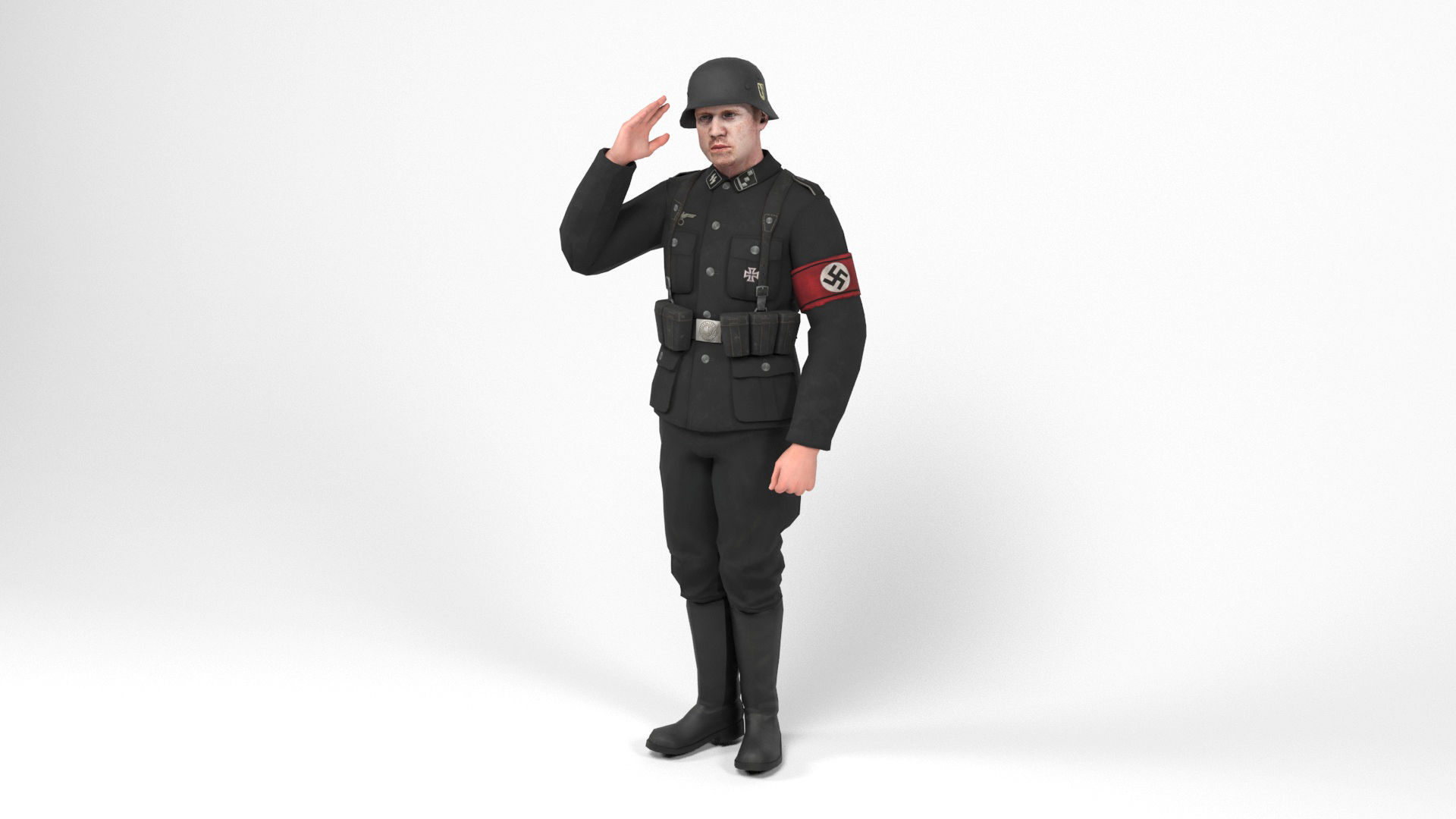 German SS Soldier 3 Low-poly 3D model_9