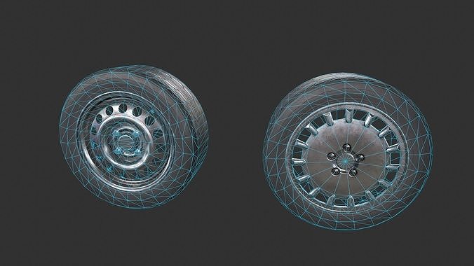 Various Car Tires Low-poly 3D model 5