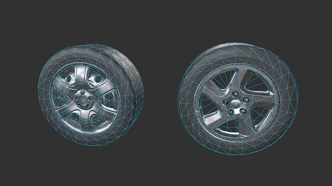 Various Car Tires Low-poly 3D model 7
