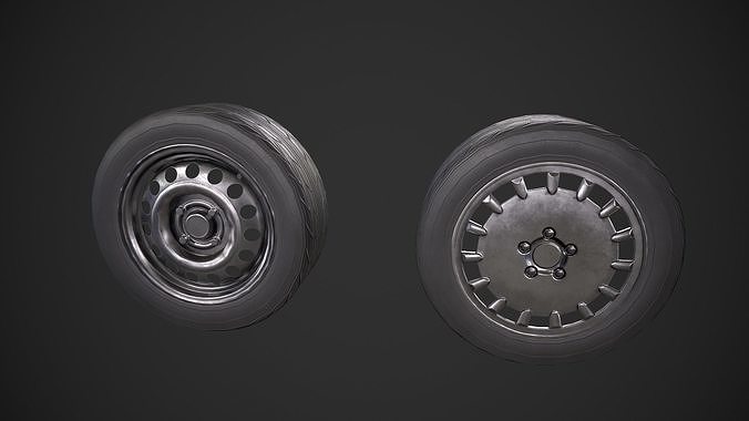 Various Car Tires Low-poly 3D model 4