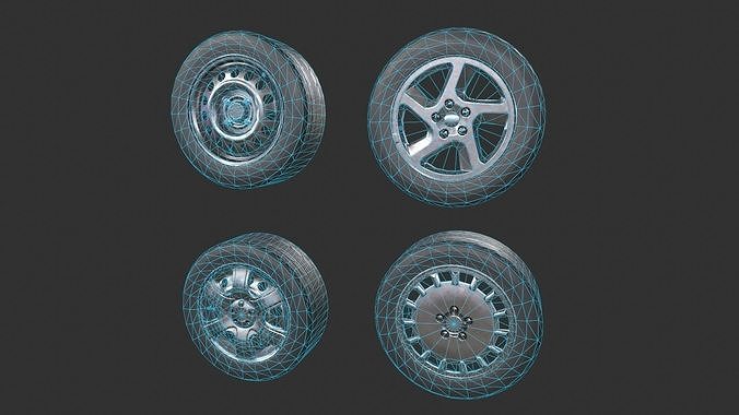 Various Car Tires Low-poly 3D model 3