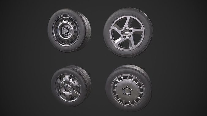 Various Car Tires Low-poly 3D model 2