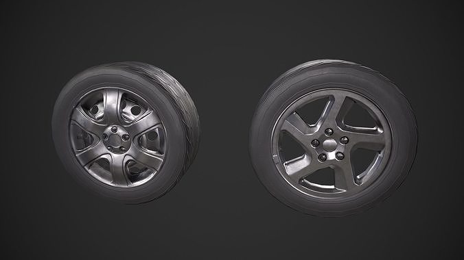Various Car Tires Low-poly 3D model 6