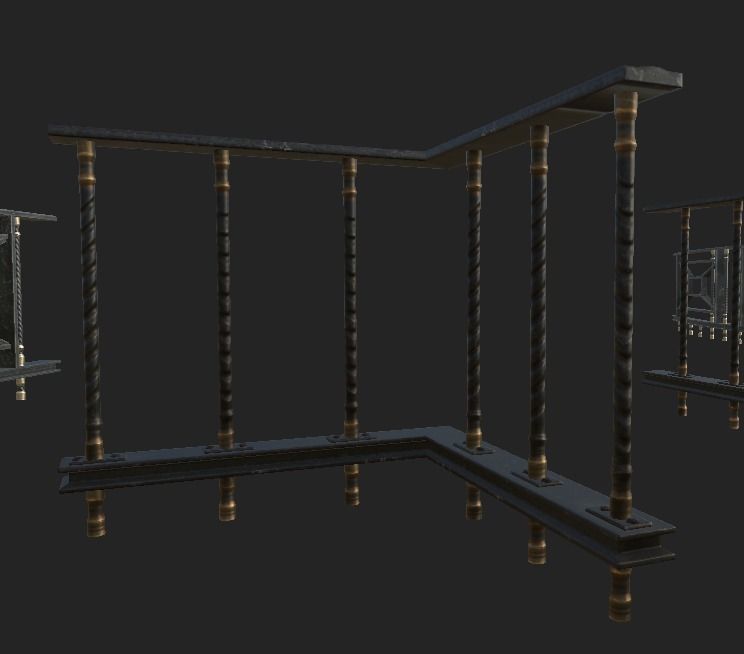 Handrail Kit Low-poly 3D model_4