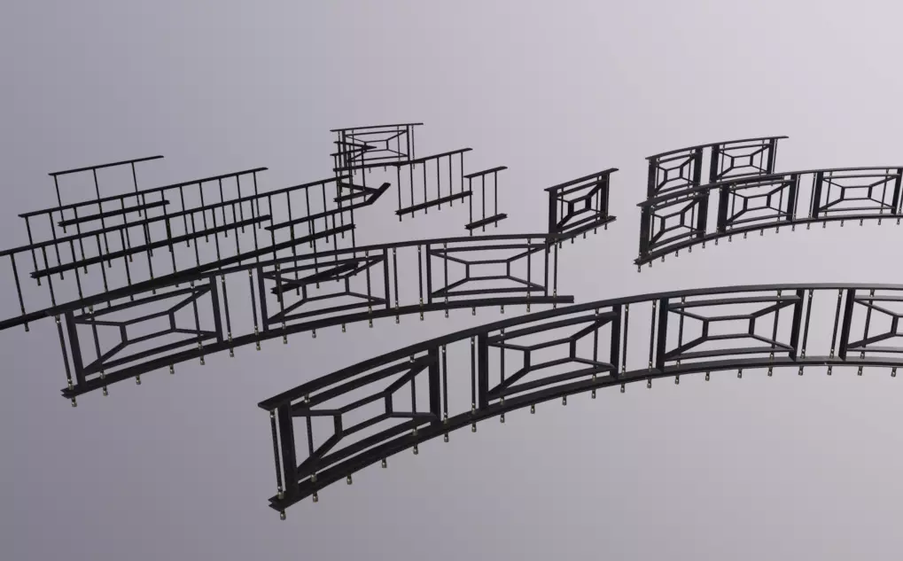 Handrail Kit Low-poly 3D model_0