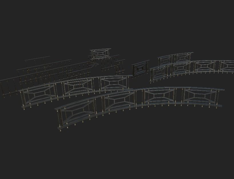 Handrail Kit Low-poly 3D model_2