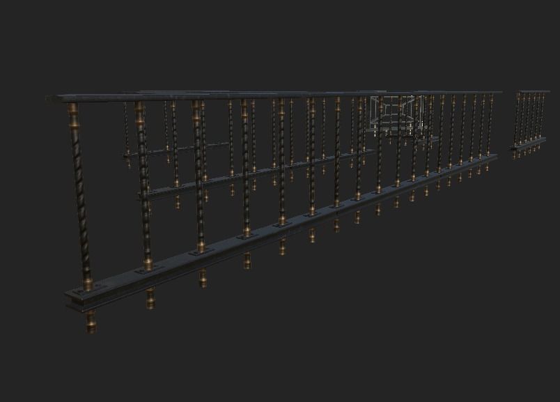 Handrail Kit Low-poly 3D model_7