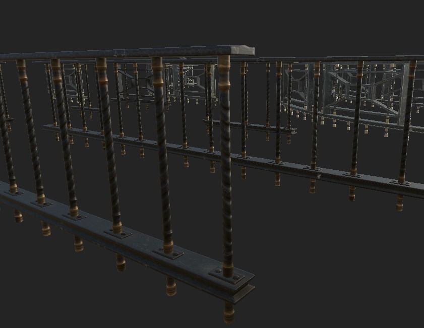 Handrail Kit Low-poly 3D model_6