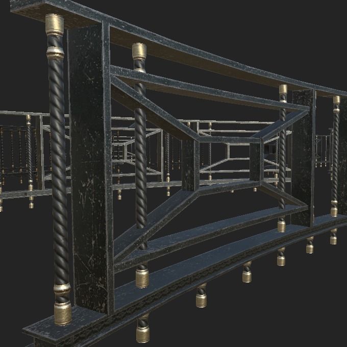 Handrail Kit Low-poly 3D model_3