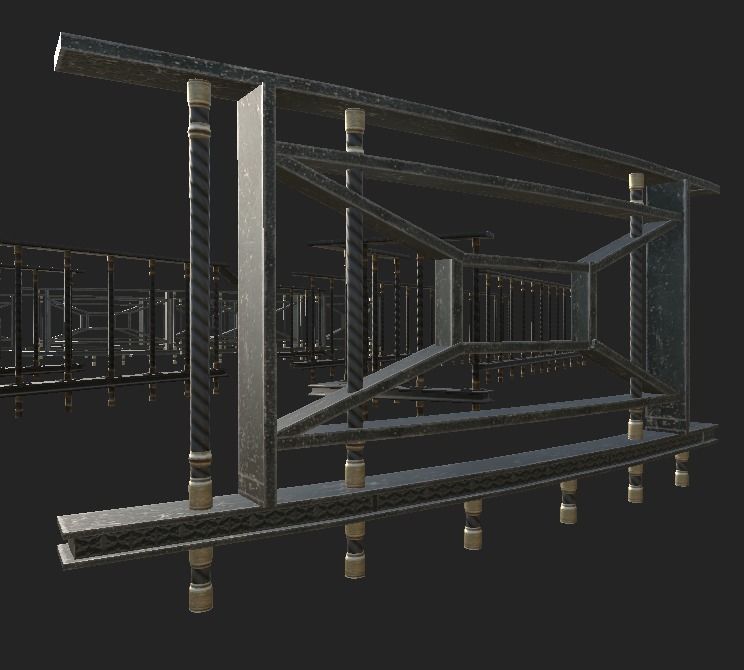 Handrail Kit Low-poly 3D model_5