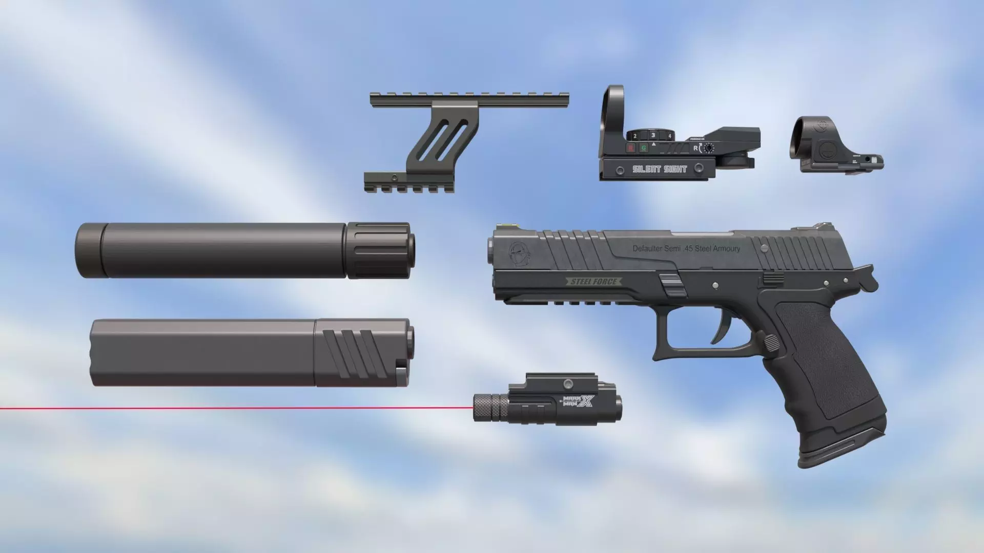 Pistol Semi auto Defaulter 45 3D model_0