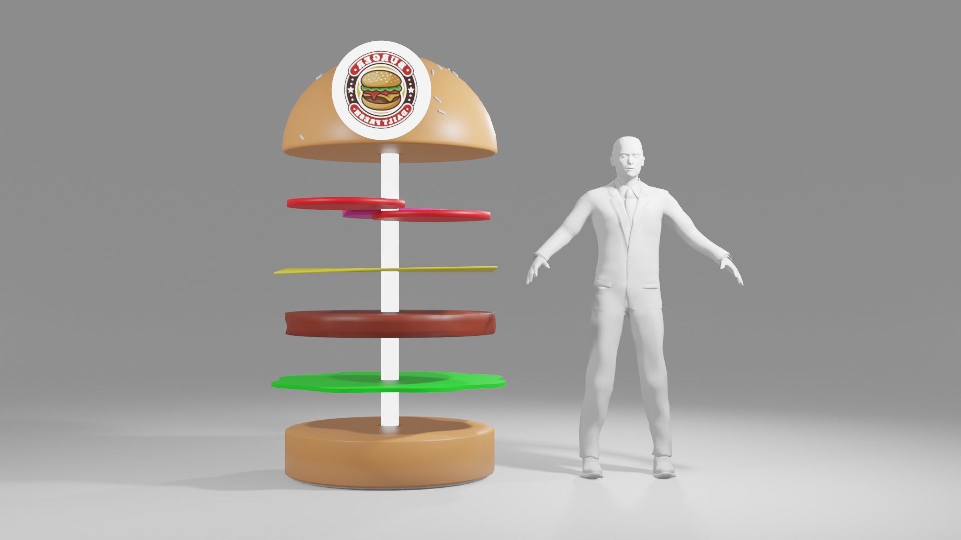 Burger Display 3D Model 3D model_1