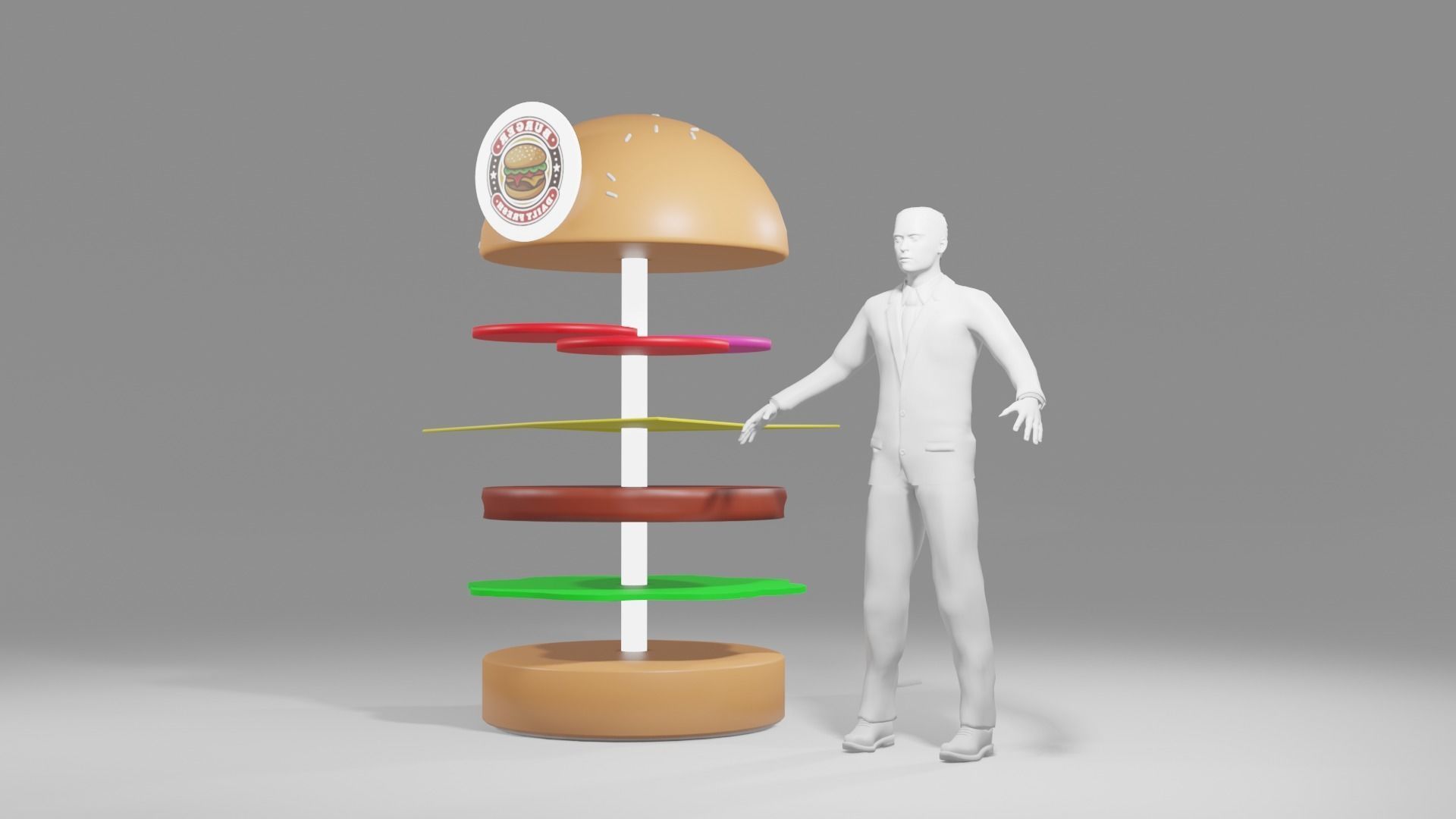 Burger Display 3D Model 3D model_2