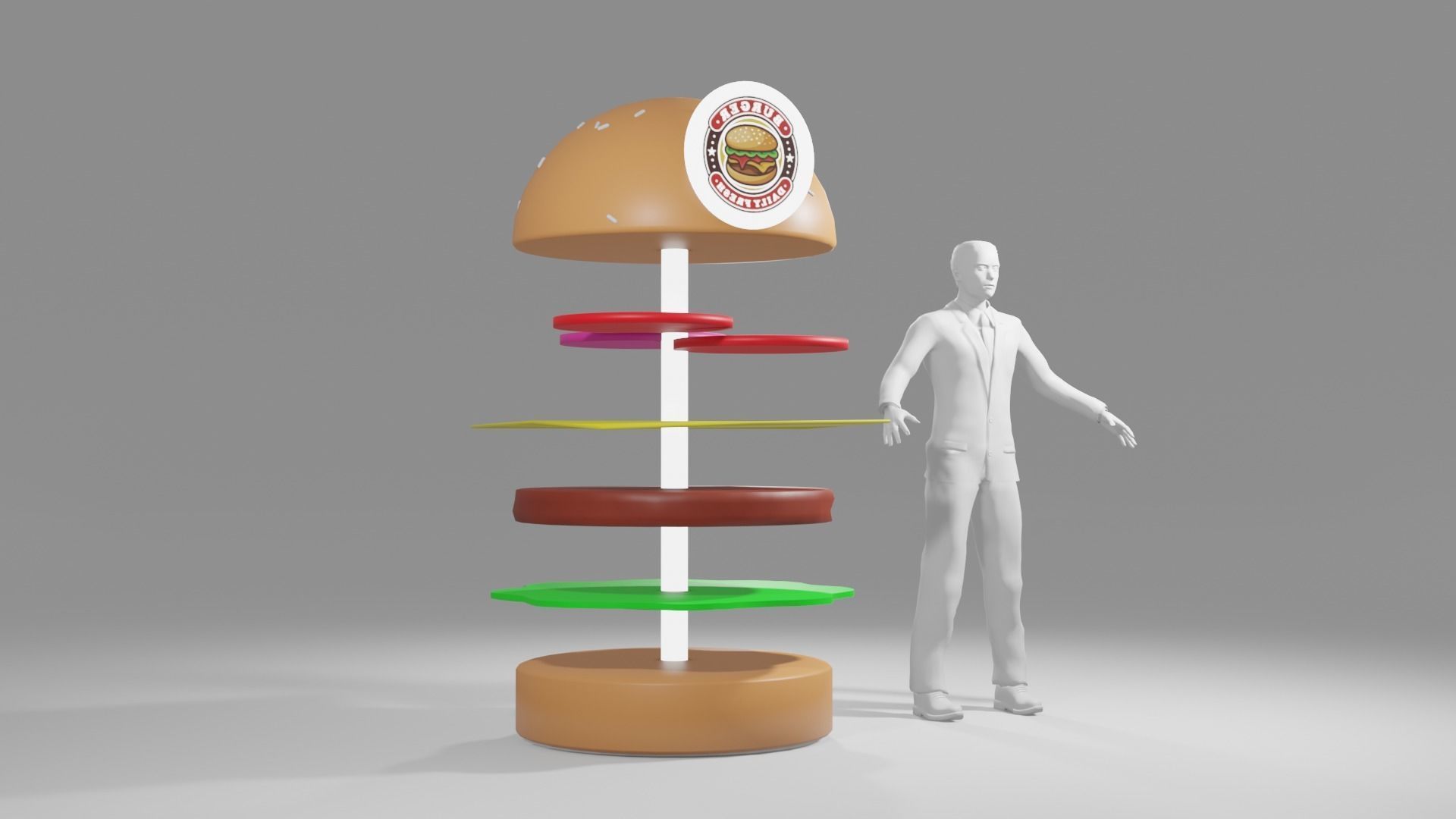 Burger Display 3D Model 3D model_3